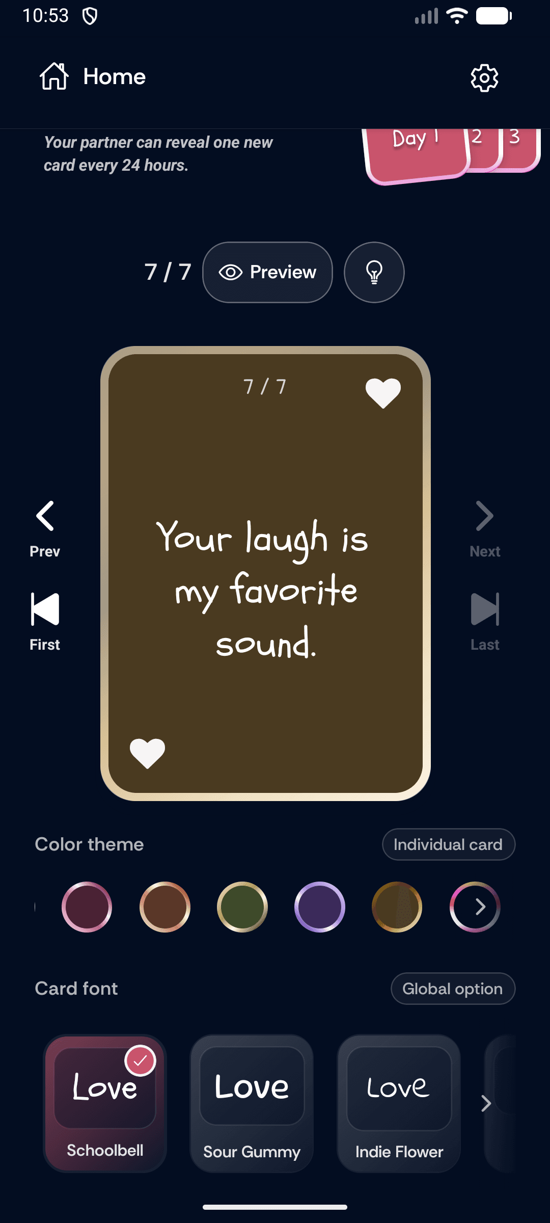 Daily Love Notes interface preview